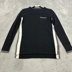 Smartwool Shadow Pine Pocket Sweater Women XS Black Colorblock Wool Blend Casual